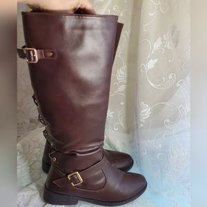 Reserved Wanted Ladies dark brown Fashion Tall Boots extra wide calf
